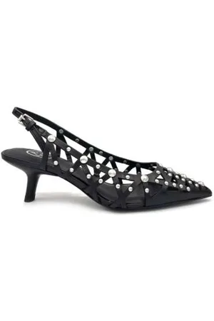 Ash Schoenen, Dames, Zwart, 36 EU, Leer, Studded Leren Slingback Hakken