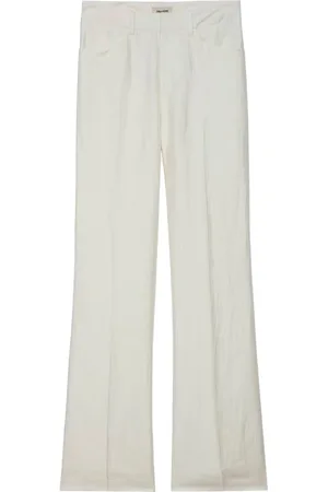 Zadig & Voltaire Broeken, Dames, Wit, L, Linnen, Textured Pistol Broek