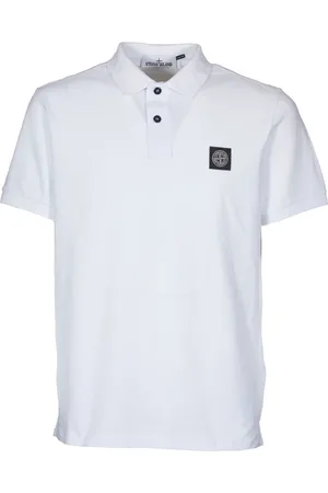 Stone Island Tops, Heren, Wit, XL, Katoen, Cotton Polo Shirt met Logo Patch