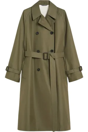 Max Mara Mantels, Dames, Groen, XS, Katoen, Omkeerbare Trenchcoat