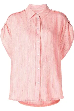 IRO Blouses & Shirts, Dames, Roze, M, Katoen, Casual Shirt met Korte Mouwen