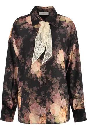ZIMMERMANN Blouses & Shirts, Dames, Veelkleurig, L, Katoen, Zijden Blouse met Strikband in de Hals