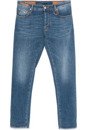 sartoria tramarossa Jeans, Heren, Blauw, W33, Indigo Blauwe Klassieke Knoopsluiting Jeans
