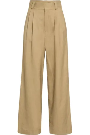 Ivy & Oak Broeken, Dames, Groen, S, Katoen, Wijde Pijpen Geplooide Broek
