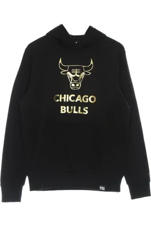 New Era Sweatshirts & Hoodies, Heren, Zwart, M, Katoen, Chicago Bulls Lichtgewicht Hoodie Zwart/Goud