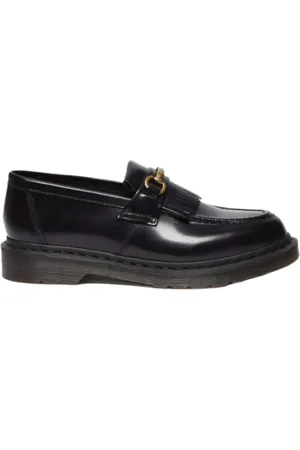 Dr. Martens Schoenen, Heren, Zwart, 36 EU, Leer, Zwarte Gepolijste Gladde Loafers met Franjes