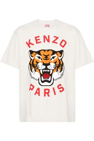 Kenzo Tops, Heren, Grijs, S, Katoen, Lucky Tiger T-Shirt