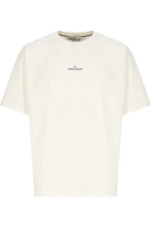 Stone Island Tops, Heren, , M, Katoen, Blauw Katoenen T-shirt met Logo