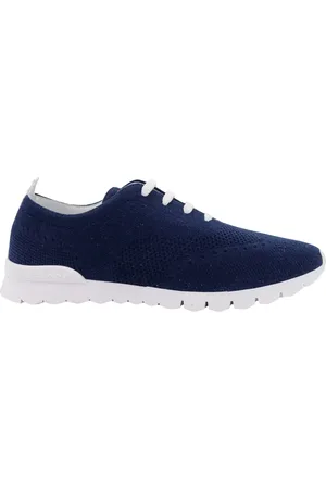 Kiton Schoenen, Heren, Blauw, 43 EU, Gebreide Sneakers met Veters en Rubberen Zool