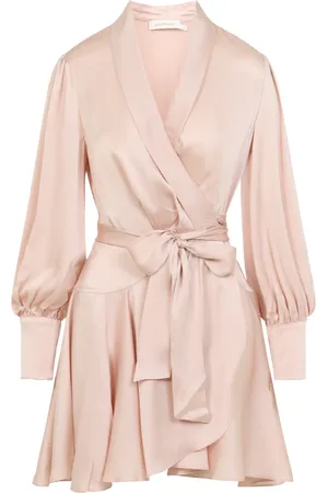 ZIMMERMANN Kleedjes, Dames, Roze, M, Silk Wrap Mini Jurk
