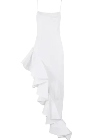 GIUSEPPE DI MORABITO Kleedjes, Dames, Wit, 2Xs, Katoen, Witte Katoenen Jurk met Asymmetrische Ruche