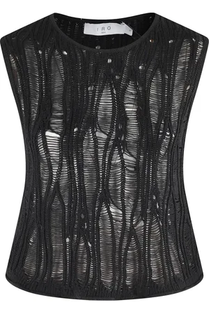 IRO Tops, Dames, Zwart, M, Katoen, Zwarte Mouwloze Loza Top van Katoen