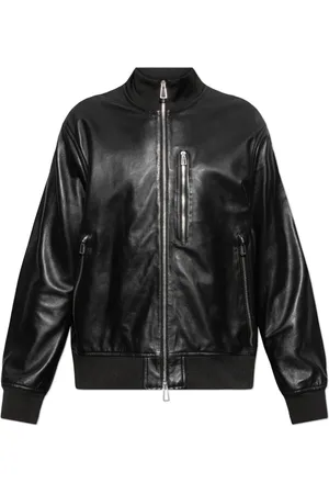 Paul Smith Jassen, Heren, Zwart, M, Leer, Leren `Bomber` Jas