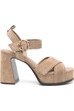 Ash Schoenen, Dames, Bruin, 36 EU, Bruine Gesp-Sluitende Blokhak Schoenen