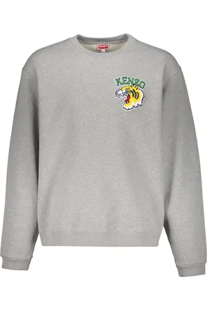 Kenzo Truien, Heren, Grijs, M, Katoen, Sweatshirt met ronde hals en logopatch