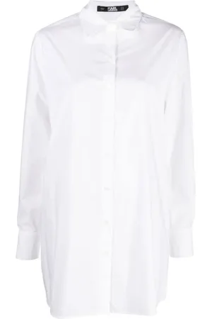 Karl Lagerfeld Blouses & Shirts, Dames, Wit, S, Tuniekblouse met geplooide achterkant