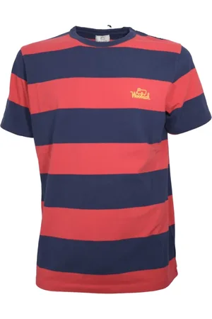 Woolrich Tops, Heren, Veelkleurig, L, Katoen, Zacht en Comfortabel Gestreept T-Shirt