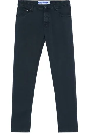 Jacob Cohen Jeans, Heren, Blauw, W32, Navy Blauw Klassiek Vijf Zakken Broek