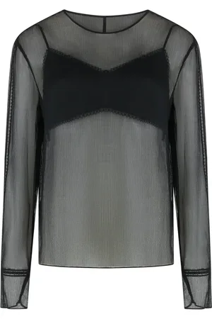 Vince Tops, Dames, Zwart, L, Chiffon, Chiffon Blouse met Afneembare Voering