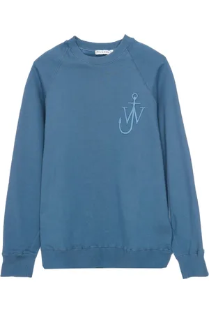 J.W.Anderson Sweatshirts & Hoodies, Heren, Blauw, M, Oversized Button Sleeve Sweatshirt