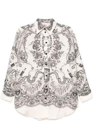 ZIMMERMANN Blouses & Shirts, Dames, Veelkleurig, S, Amandel Beige Button-Up Shirt