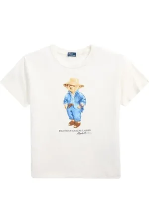 Ralph Lauren Tops, Dames, Wit, XS, Denim, Denim Polo Bear T-shirt