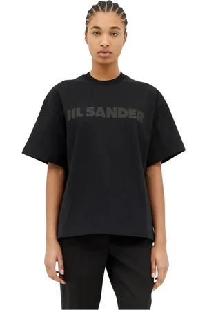 Jil Sander Tops, Dames, Zwart, M, Katoen, Logo Print T-Shirt