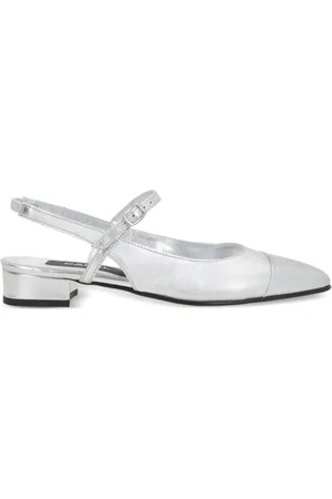 Carel Schoenen, Dames, Grijs, 37 1/2 EU, Leer, Zilveren Pumps