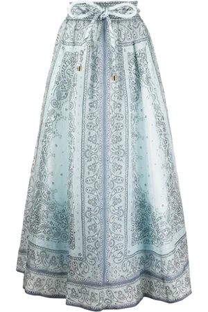 ZIMMERMANN Rokken, Dames, Blauw, S, Linnen, Lange Linnen en Zijde Organza Rok