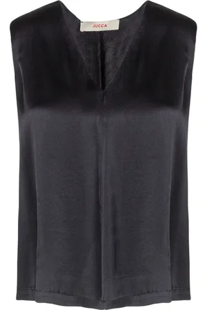Jucca Tops, Dames, Zwart, S, Zijden V-hals mouwloze top