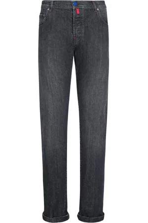 Kiton Jeans, Heren, Grijs, W32, Katoen, Slim-fit donkergrijze broek