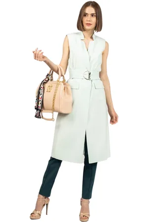 Patrizia Pepe Jassen, Dames, Groen, S, Lange Vest met Knopen