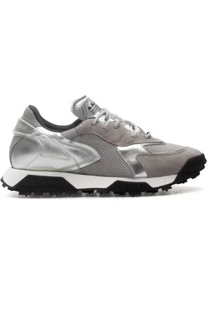 RUN OF Schoenen, Heren, Grijs, 41 EU, Leer, Sneaker Revolt R-Silver M