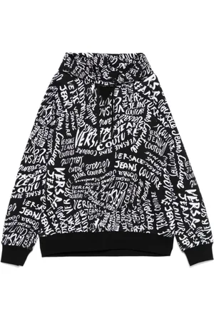 VERSACE Sweatshirts & Hoodies, Heren, Zwart, M, Zwarte Geribbelde Trui