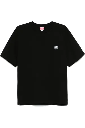 Kenzo Tops, Heren, Zwart, S, Katoen, Geborduurde Lucky Tiger T-shirt