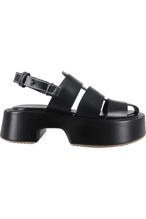 J.W.Anderson Schoenen, Dames, Zwart, 39 EU, Platform Sandal met Streepdesign