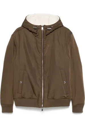 HUGO BOSS Jassen, Heren, Bruin, M, Polyester, Hooded Jacket met Zakken met Rits