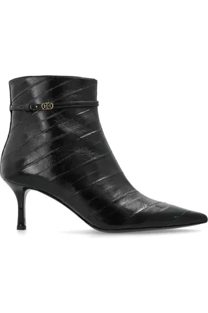 Tory Burch Schoenen, Dames, Zwart, 40 EU, Leer, Double T Buckle Heeled Ankle Boot