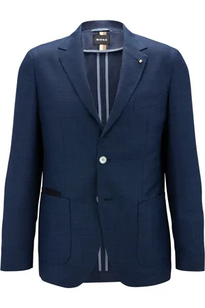 HUGO BOSS Jassen, Heren, Blauw, L, Wol, Elegante Blazer