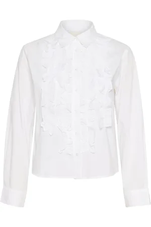 Part Two Blouses & Shirts, Dames, Wit, XL, Katoen, Ruffle Shirt Pranverapw