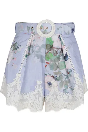 ZIMMERMANN Korte broeken, Dames, Veelkleurig, S, Linnen, Linnen Bermuda Shorts