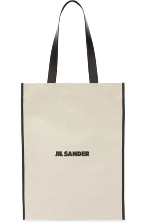 Jil Sander Tassen, Heren, , ONE Size, Katoen, Leren Handvat Zwarte Tote Bag