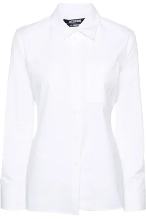 Jacquemus Blouses & Shirts, Dames, Wit, XS, Katoen, Katoenen poplin overhemd