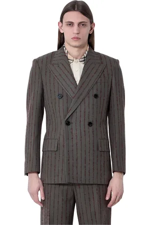Burberry Jassen, Heren, Bruin, M, Wol, Gestreepte Wol Getailleerde Blazer