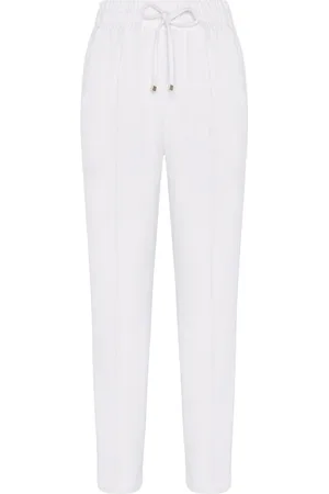 Kiton Broeken, Dames, Wit, XS, Cashmere Broek met Trekkoord