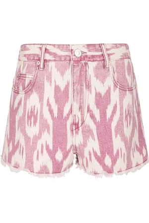 Isabel Marant Korte broeken, Dames, Roze, S, Denim, Shorts met abstract patroonprint
