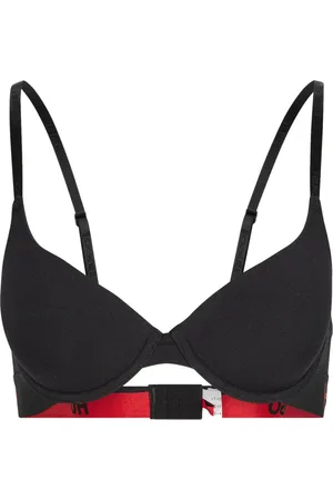 HUGO BOSS Ondergoed, Dames, Zwart, 75A EU, Katoen, Underwire BH Sportief Logo