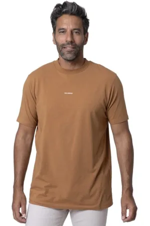 Karl Lagerfeld Tops, Heren, Bruin, XS, Camel T-shirt met ronde hals