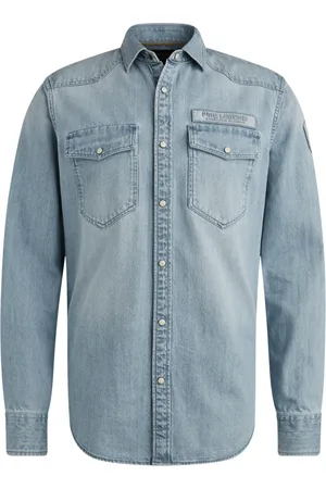 PME Legend™ Overhemden, Heren, Blauw, M, Denim, Long Sleeve Denim Shirt