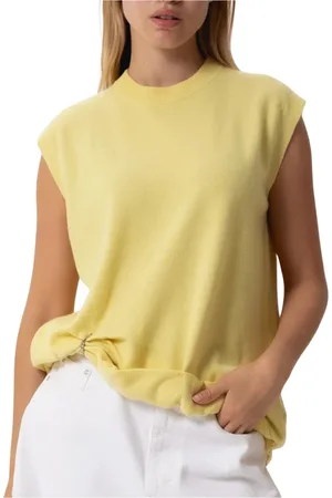 J.W.Anderson Tops, Dames, Geel, S, Katoen, Top met rolkraag en ringdetail